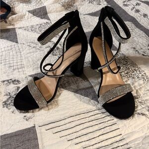 Touch Ups Elegant Black Heels with Sparkling Straps